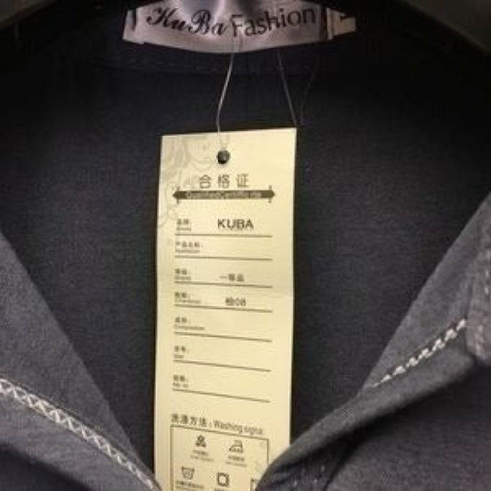 Kids Long Sleeve Polo Shirt Collared Neck Casual KUBA Fashion New Gray V-Neck - Picture 3 of 6